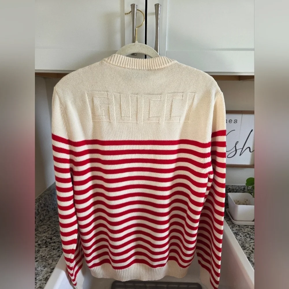 Gucci NWTs Stripped Cotton & Wool Sweater